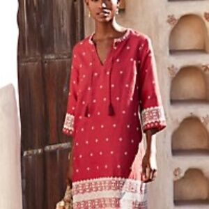 Garnet Hill | Dresses | Garnet Hill Embroidered Linen Popover Dress Sz 8 |  Poshmark
